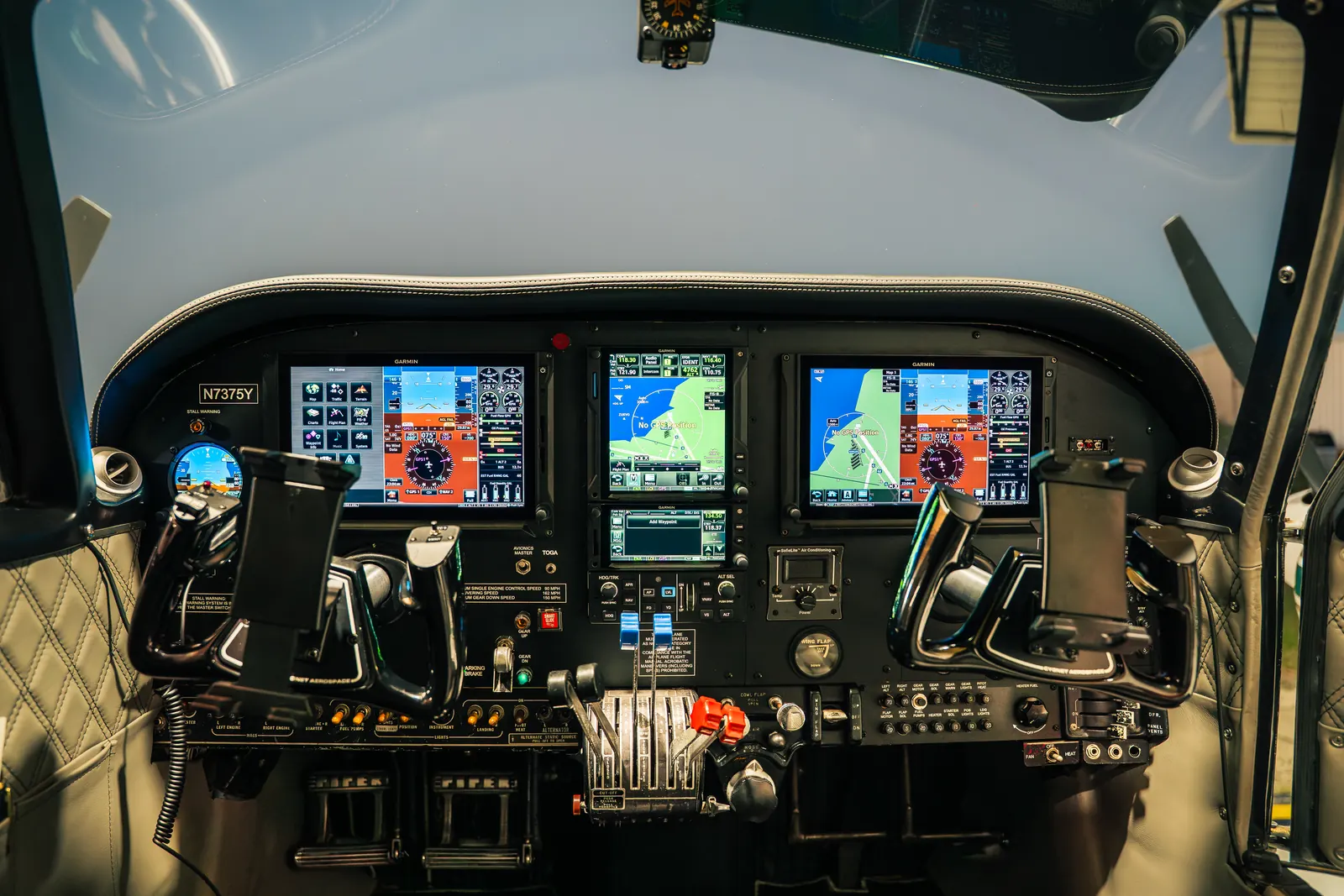 Aircraft cockpit and instrument panel after interior detailing